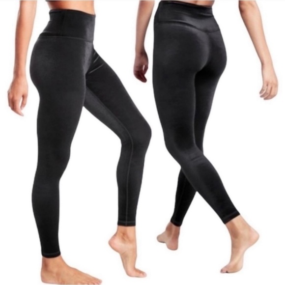 Athleta Black Elation Velvet High-Rise Tight Size M - Picture 1 of 12